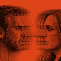 Illustration: Seitenansicht der gegenübergestellt Gesichter von Shawn Grate und Kim Mager