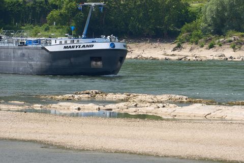Die hohen Temperaturen der vergangenen Tage haben zu sinkenden Pegelständen geführt. Foto: Thomas Frey/dpa