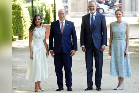 Doppelauftritt in Madrid, von links: Königin Letizia, Fürst Albert II., König Felipe VI. und Fürstin Charlène.