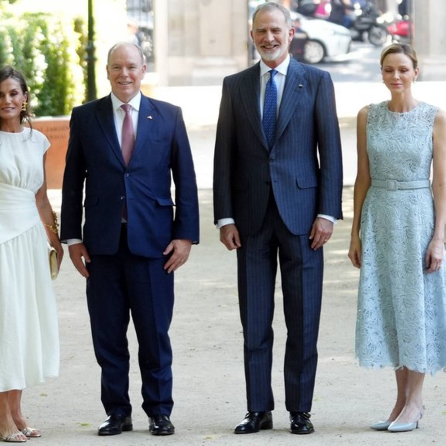 Doppelauftritt in Madrid, von links: Königin Letizia, Fürst Albert II., König Felipe VI. und Fürstin Charlène.