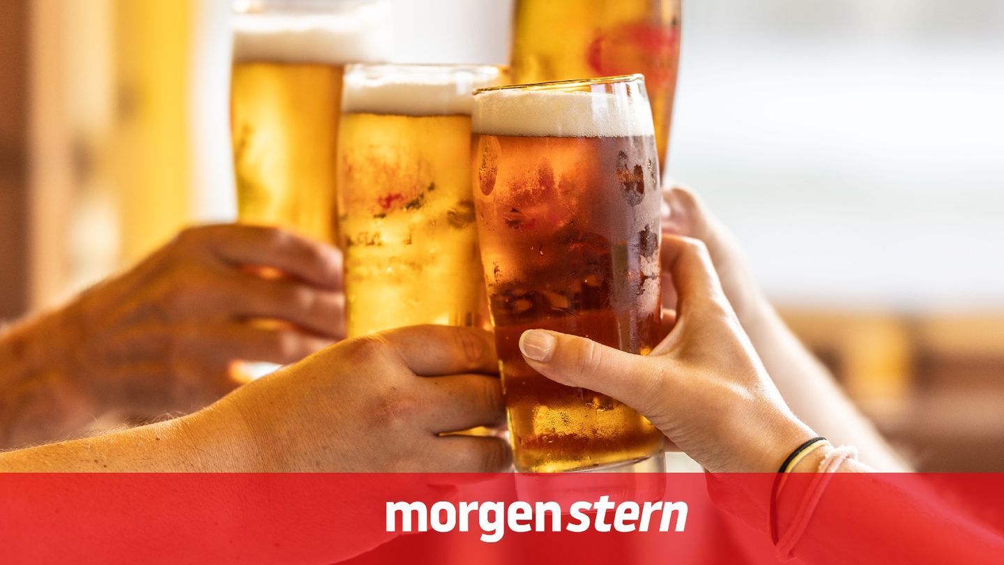 Alkohol-Konsum in Deutschland: Menschen stoßen mit Bier an