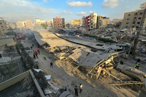 Zerstörtes Gebäude nach israelischem Angriff in Tyros