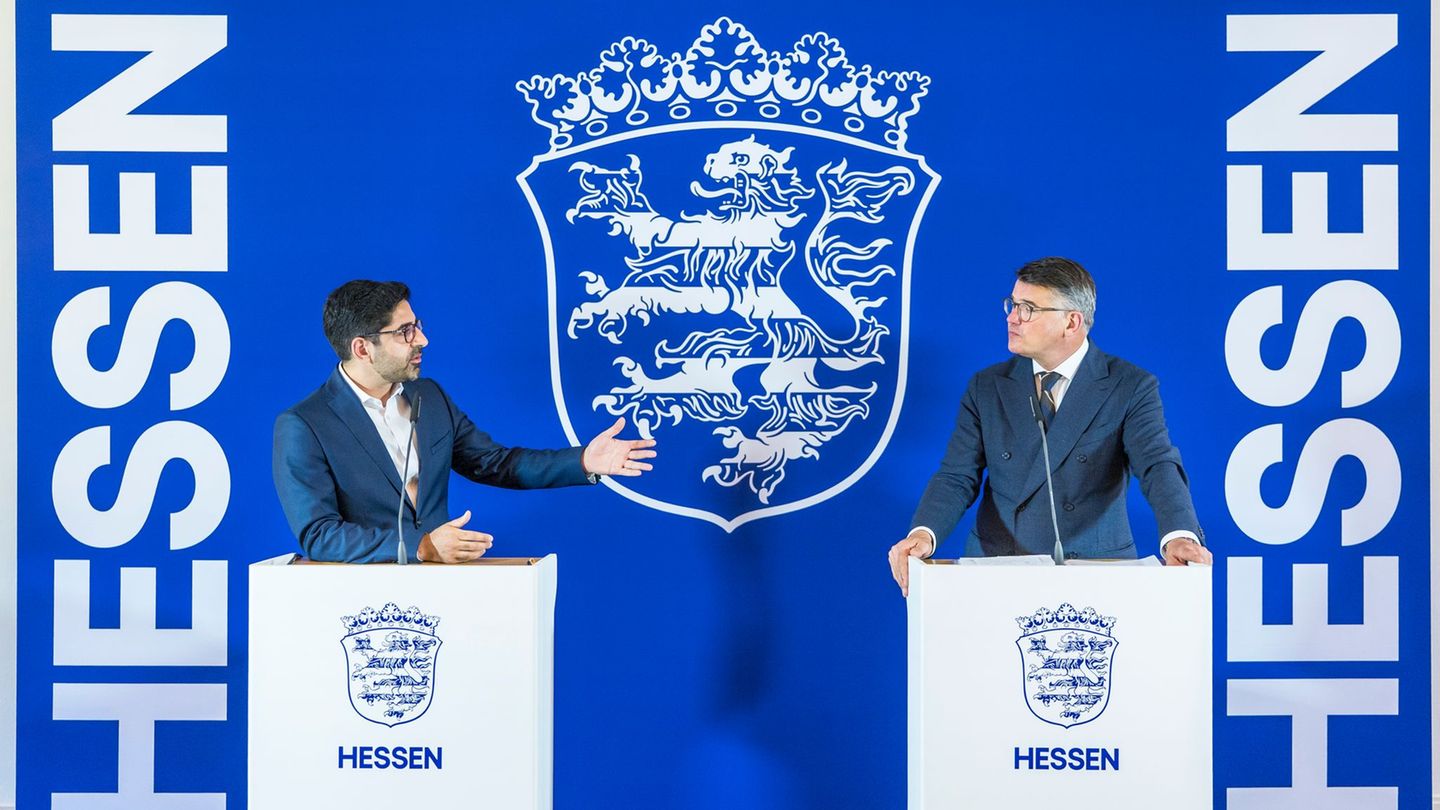 Rhein (CDU, r.) und Mansoori (SPD) sprachen von einem Klima des gegenseitigen Vertrauens zwischen CDU und SPD. Foto: Andreas Arn