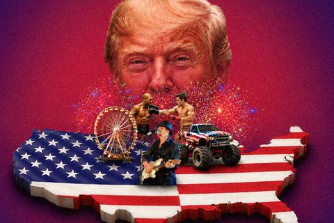 Käfigkampf, Riesenrad, Autorennen – so stellt sich Donald Trump die Geburtstagsfeier seines Landes vor