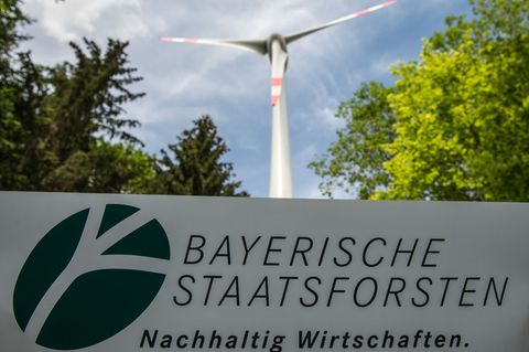 Ein Windrad im Staatswald nahe Beratzhausen in der Oberpfalz. Die Staatsforsten wollen bis zu 500 Windräder errichten lassen. (A