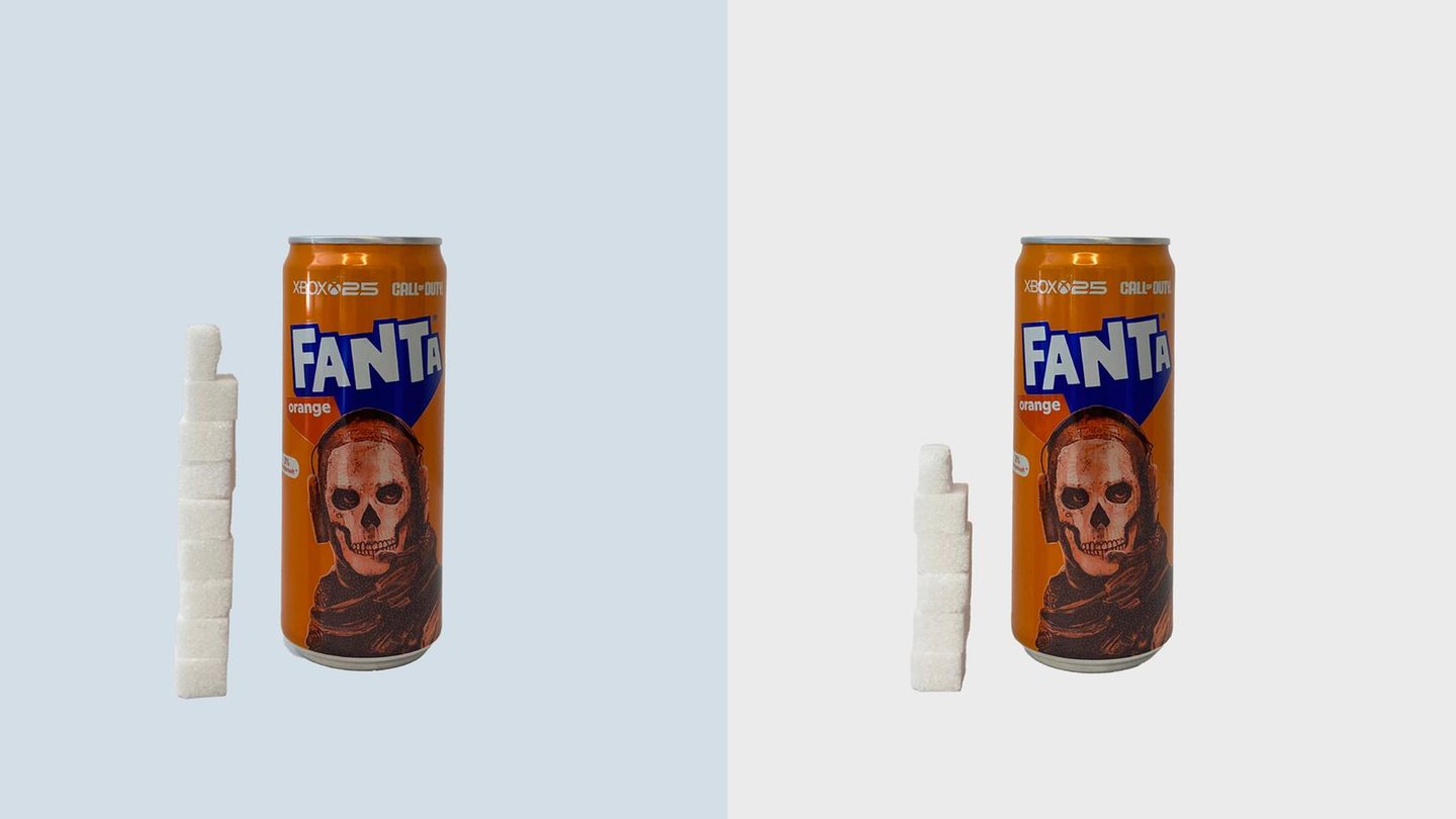 Der in der Fanta versteckte Zuckerturm müsste ebenfalls auf etwas mehr als fünf Stück schmelzen – so wie es in der britischen Fanta dank der dort geltenden Zuckersteuer schon passiert ist.