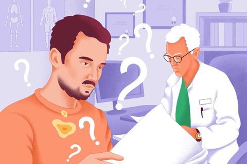 Eine Illustration eines Arztes mit einem Patienten