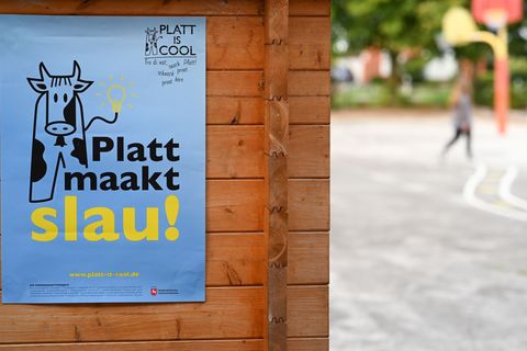 „Plattdeutsch macht schlau“ steht übersetzt auf diesem Plakat. (Archivbild) Foto: Lars Penning/dpa