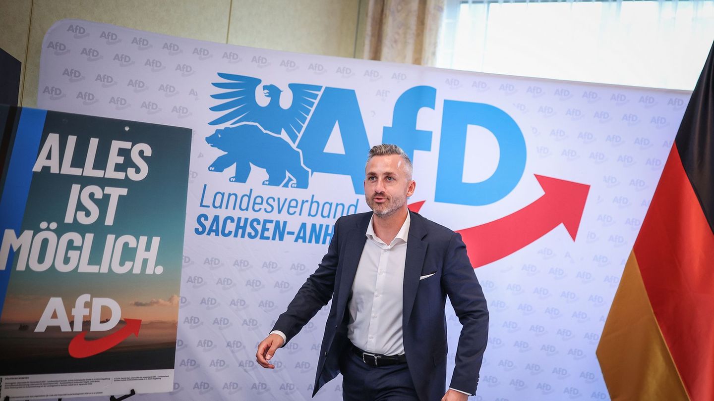 Spitzenkandidat Ulrich Siegmund will erster AfD-Ministerpräsident werden. Foto: Ronny Hartmann/dpa