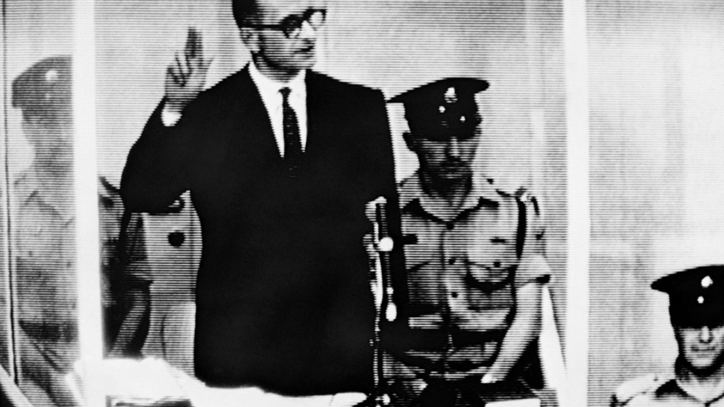 Eichmann während seines Prozesses in Israel