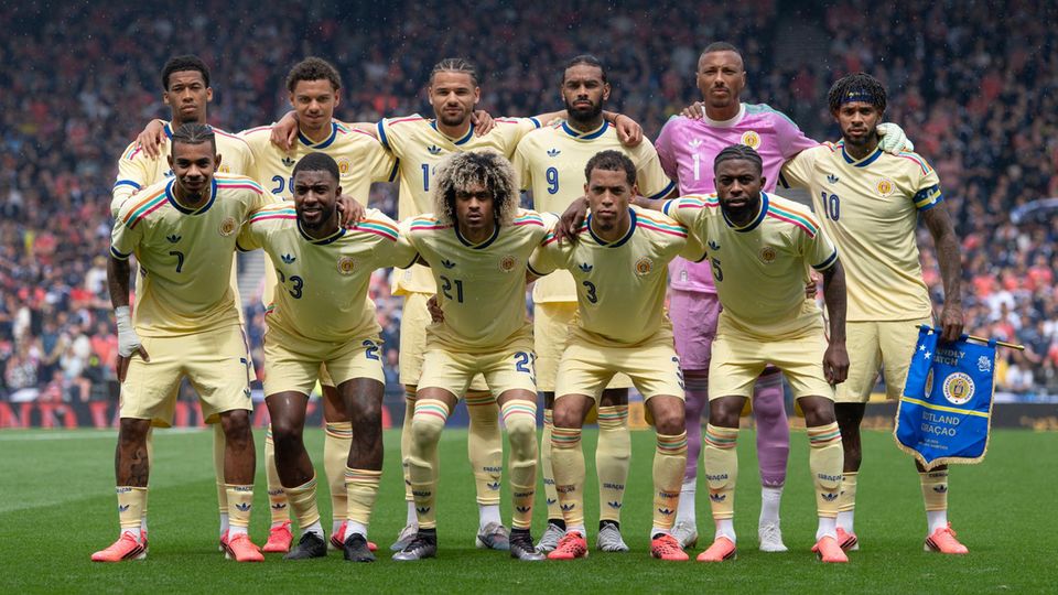 Die Erfolgsmannschaft aus Curaçao vor dem Testspiel gegen Schottland im Mai 2026