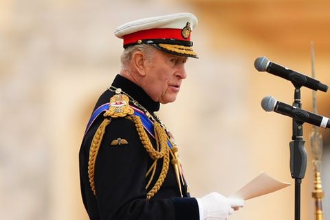 König Charles III. während einer Rede am 5. Juni auf Schloss Windsor.