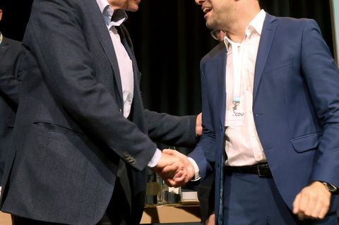 Auch 2024 war Merz als CDU-Bundesvorsitzender beim MV-Landesparteitag, bei dem Peters zum Landesvorsitzenden gewählt wurde. (Arc