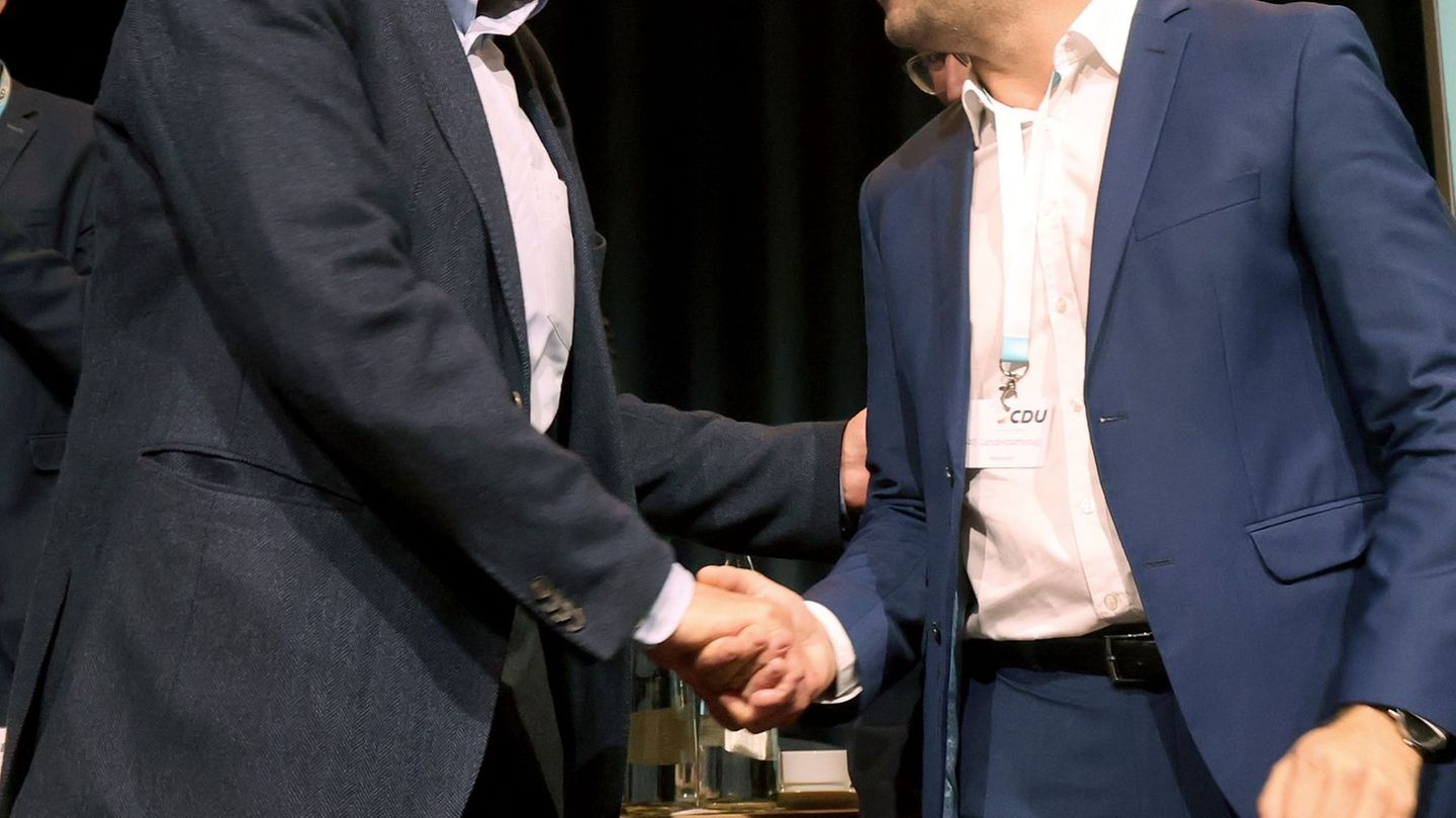 Auch 2024 war Merz als CDU-Bundesvorsitzender beim MV-Landesparteitag, bei dem Peters zum Landesvorsitzenden gewählt wurde. (Arc