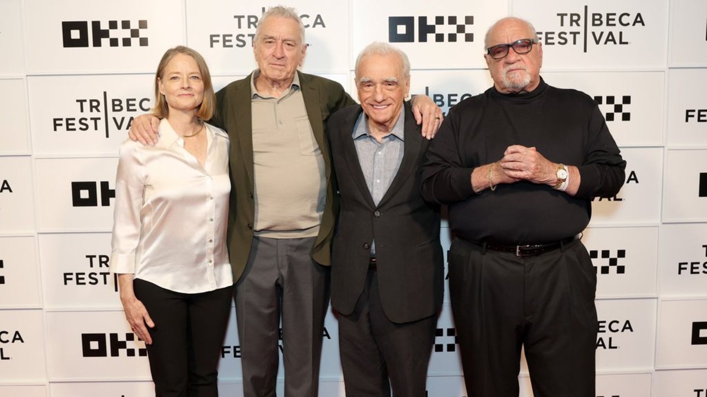 Jodie Foster, Robert De Niro, Martin Scorsese und Paul Schrader bei einer Vorführung von „Taxi Driver“ beim Tribeca Film Festi