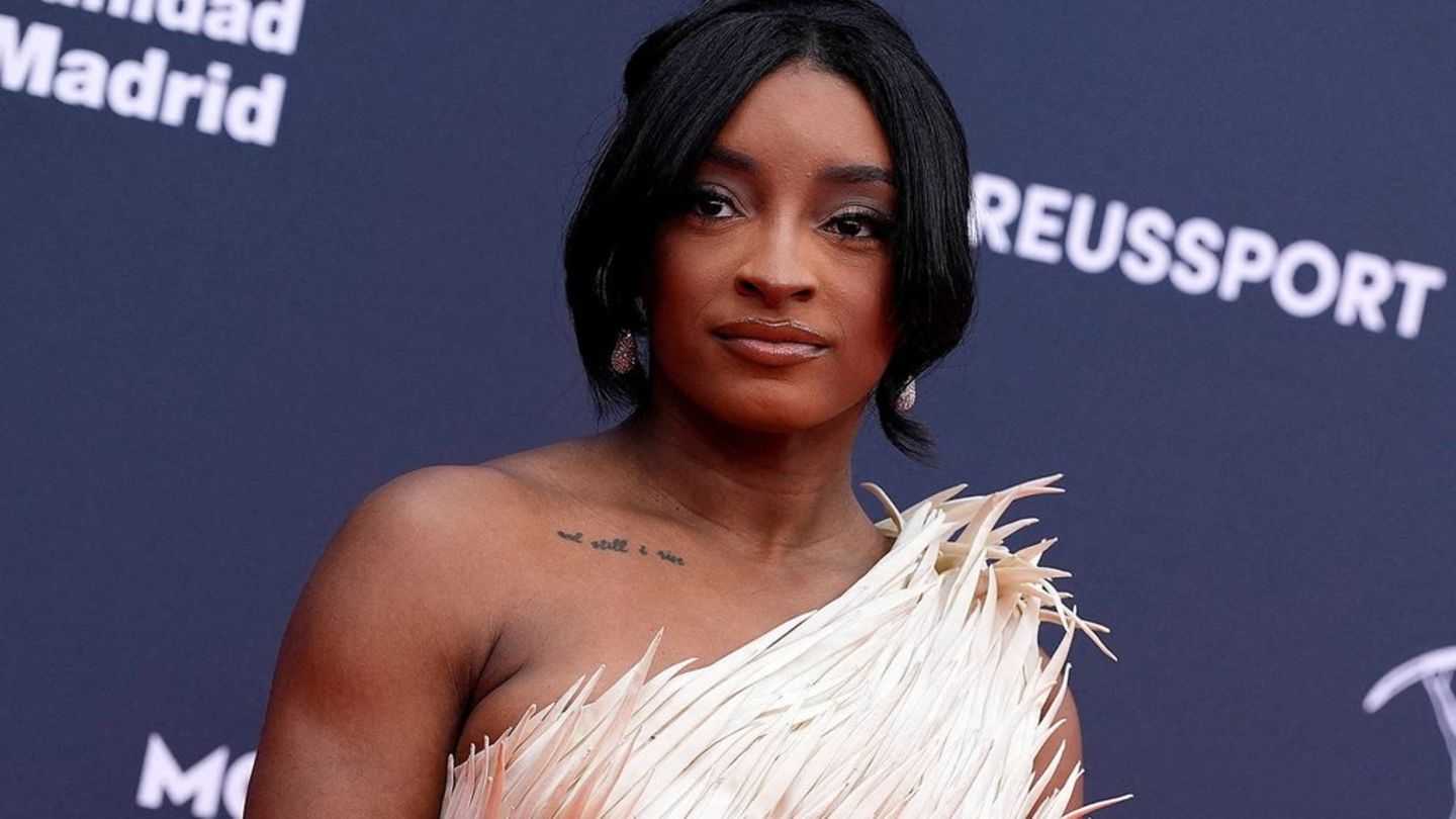 Simone Biles bei einem Auftritt in Madrid.