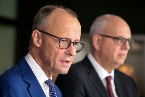 Friedrich Merz (CDU) und Andreas Bovenschulte (SPD)