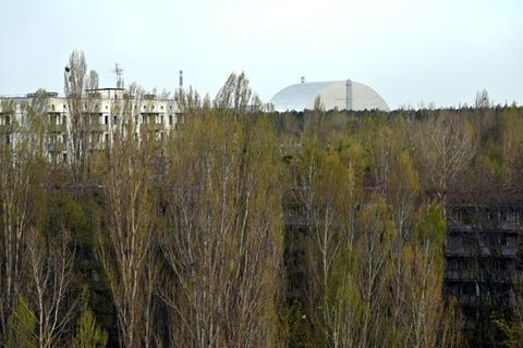 Blick auf das einstige Akw Tschernobyl