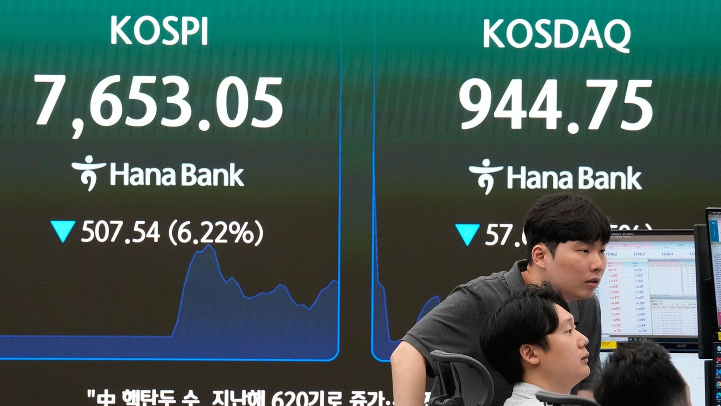 Der südkoreanische Leitindex hat am Montagmorgen deutlich nachgegeben. Foto: Ahn Young-joon/AP/dpa