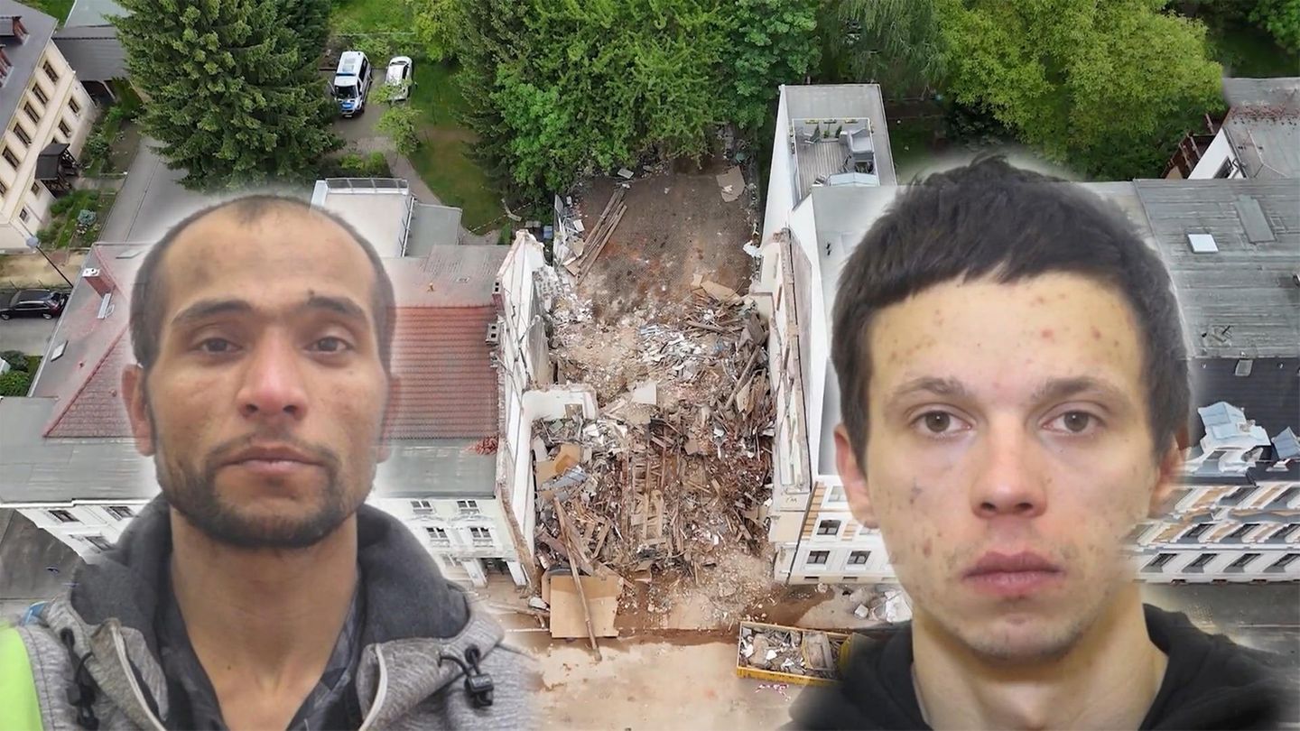 Polizei sucht Zeugen: Diese Männer sollen für Hauseinsturz i