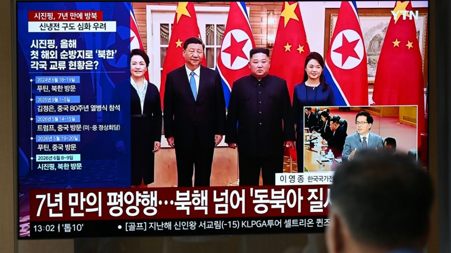 Nachrichtensender in Südkorea berichten über Xis Besuch