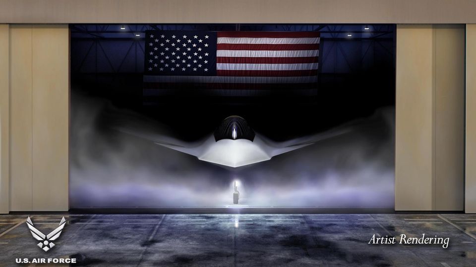 Eine Computergrafik des F-47 Kampfflugzeuges