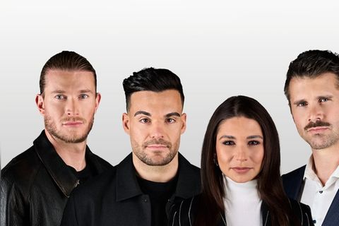 Loris Karius, Stefano Zarrella, Jana Wosnitza und Thore Schölermann (v.l.n.r.) werden zu Blutspendebotschaftern.