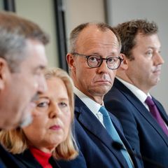 Markus Söder, Bärbel Bars, Friedrich Merz und Lars Klingbeil