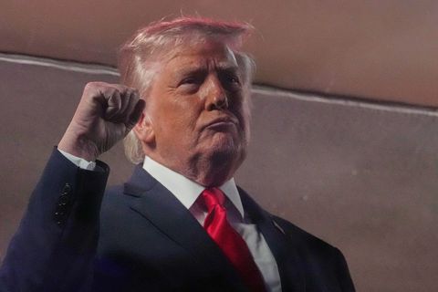 Trump demonstriert Macht. Foto: Mark Schiefelbein/AP/dpa