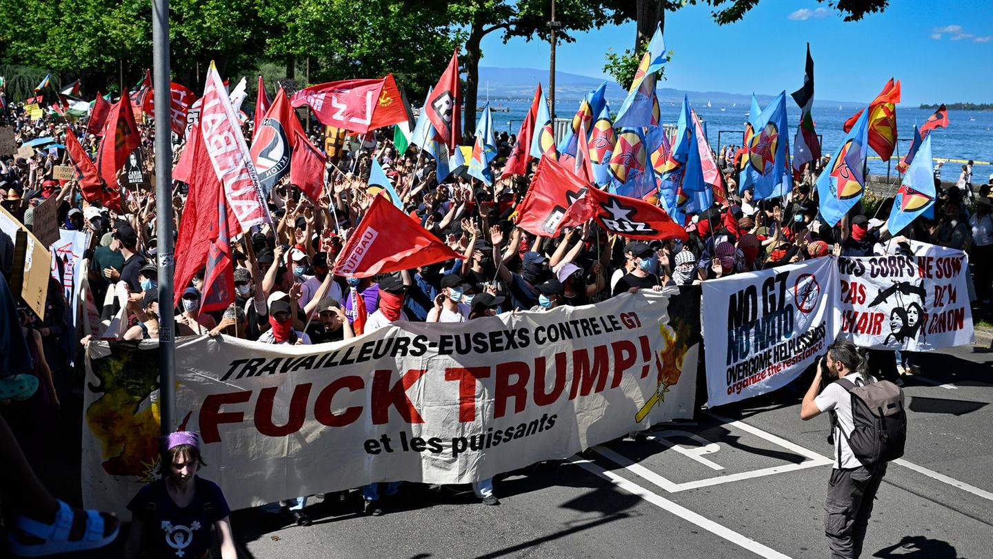 Gipfel in Frankreich: Massive Proteste in Genf gegen G7-Gipfel
