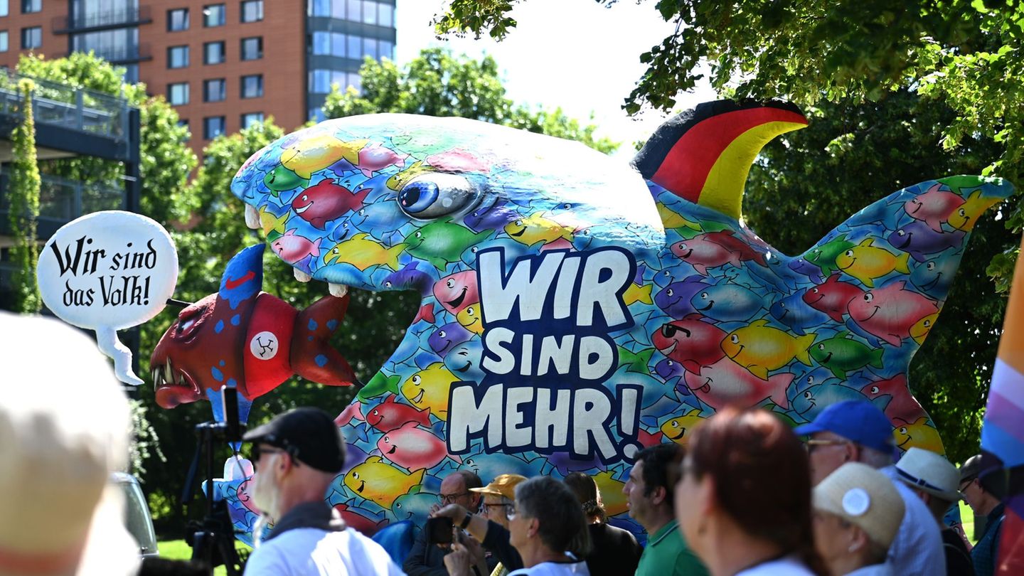 Kundgebung gegen Rechts: Tausende Unterschriften für AfD-Verbot an Wüst überreicht