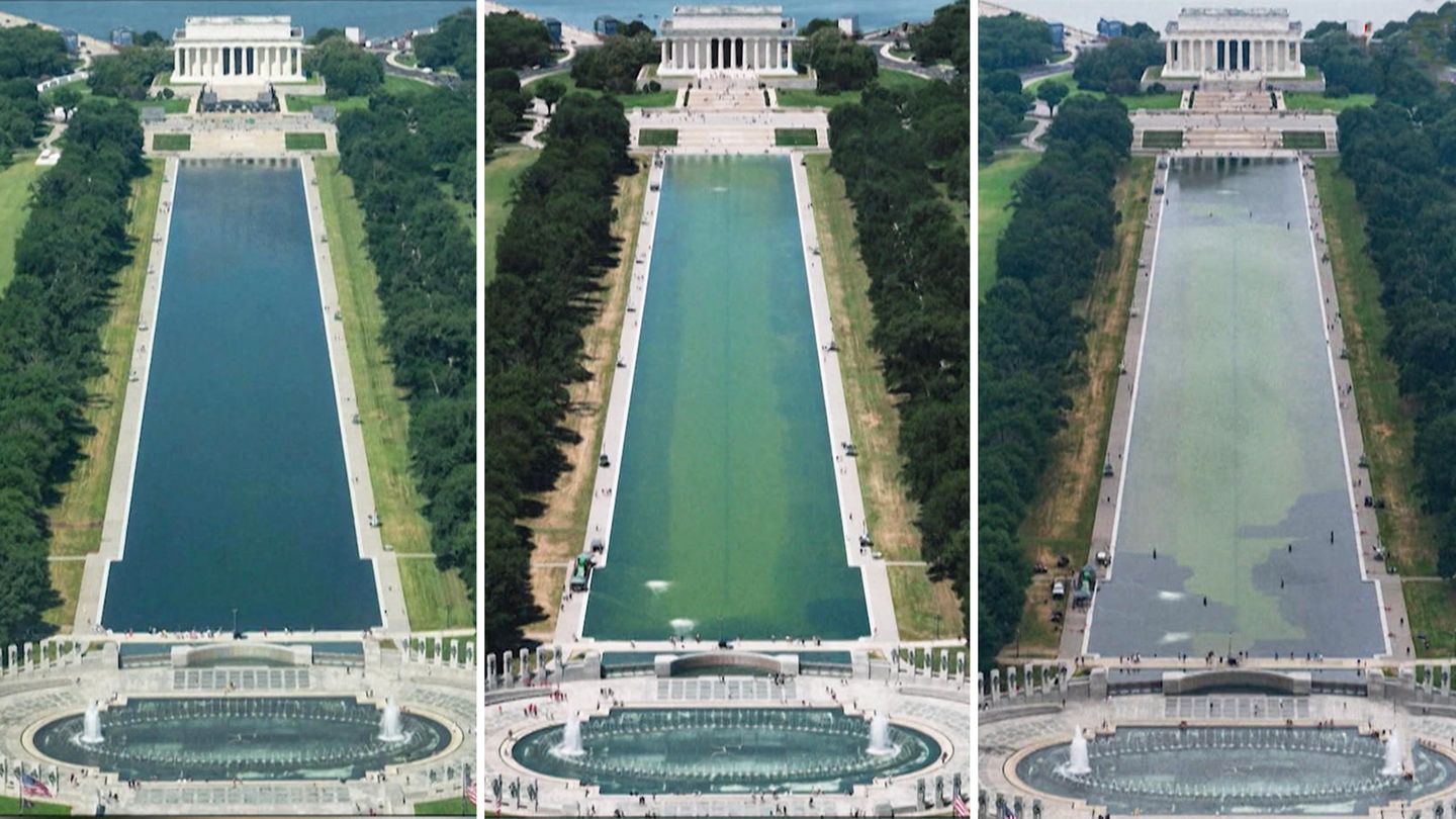 Wahrzeichen am Lincoln Memorial: Zeitvergleich dokumentiert Trumps Pool-Debakel