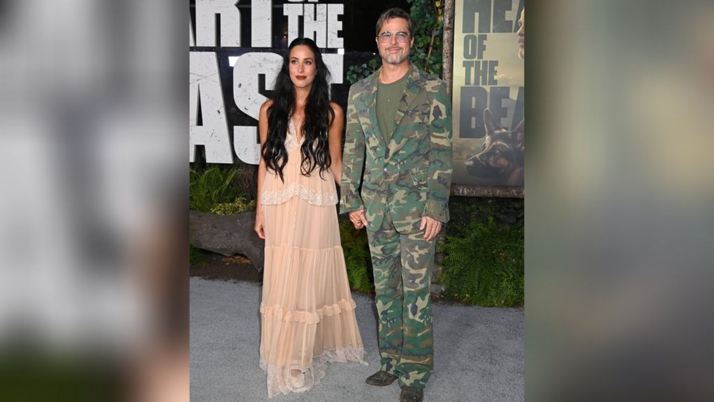 Ines Dse Ramon Brad Pitt bei Filmpremiere: Er setzt auf Camouflage und Freundin Ines ...