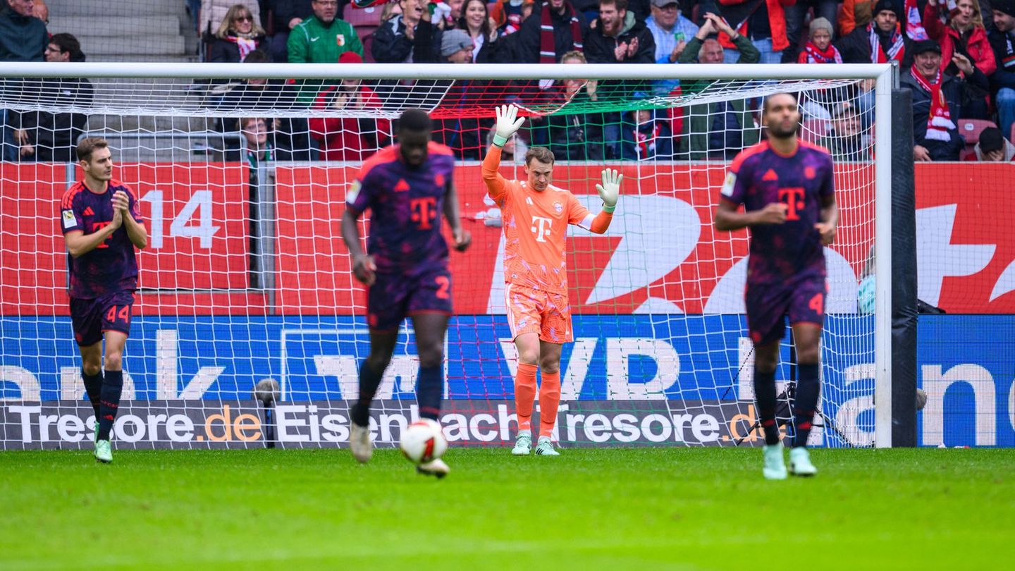 Fußball-Bundesliga: Rekordtor und Neuer-Patzer: Bayern verpasst Sieg in Augsburg