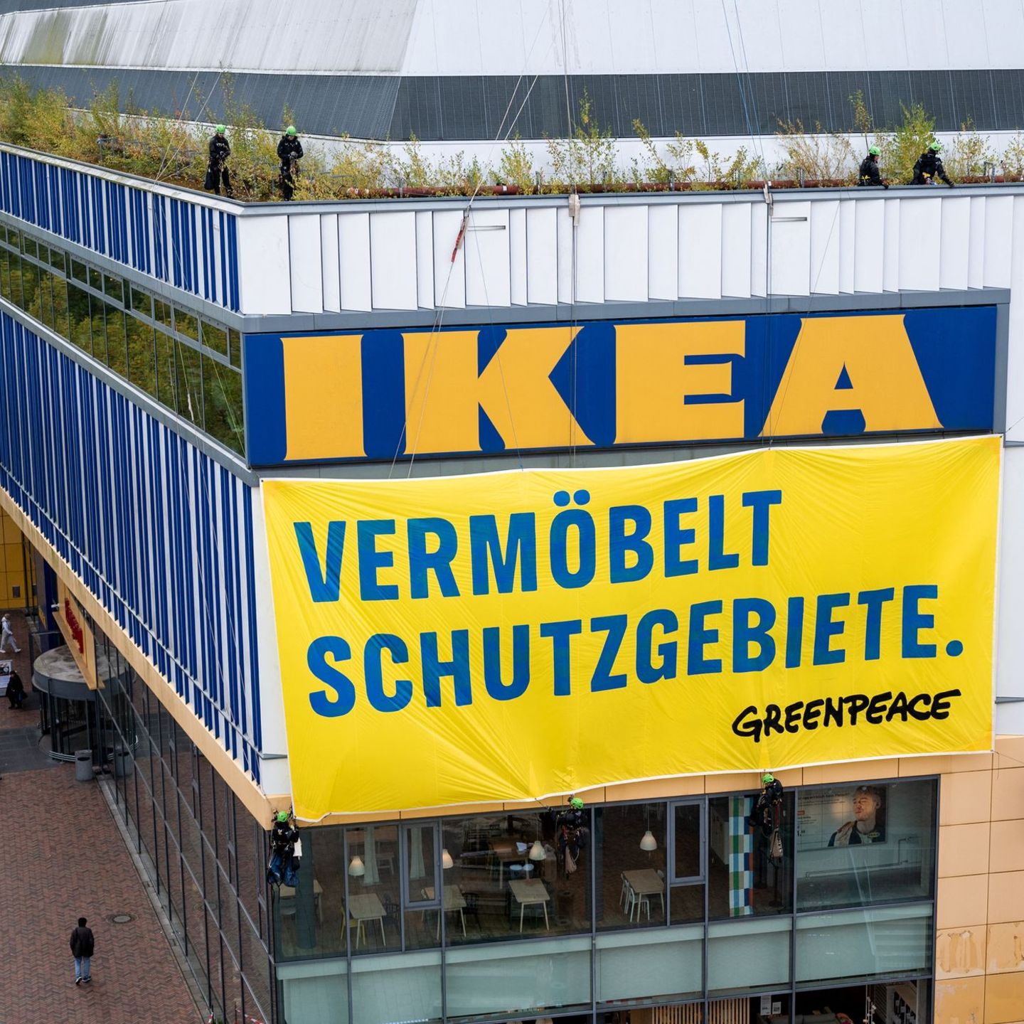 Hamburg-Altona: Greenpeace protestiert vor Ikea-Einrichtungshaus