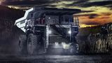Size matters - das gilt auch für Baumaschinen. Diesen Giganten, die auf keine Landstraße passen, huldigt jedes Jahr der   Heavy Equipment Caldendar. Er versammelt die größten Monster auf vier und mehr Rädern.   Das Jahr 2014 startet mit dem Liebherr T 264. 400 Tonnen bringt er beladen auf die Waage. 2700 PS aus 72 Litern Hubraum beschleunigen den Muldenkipper auf bis zu 64 km/h Geschwindigkeit. Vor Unfällen schützt ein Kollisionsradar. Ein Pkw würde von den Reifen mit einem Durchmesser von rund 3,50 Meter einfach untergepflügt.