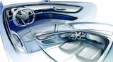 Interessanter als die Lichtorgel-Spielereien ist das gerundete Cockpit. Spannend auch der cleane Bodenraum, in der Wirklichkeit wird die Mittelkonsole immer breiter