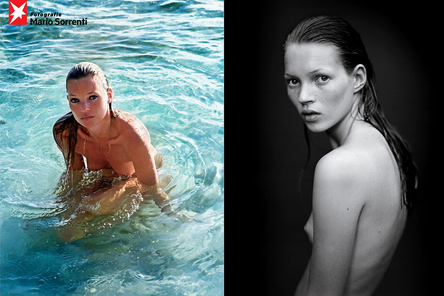 stern Fotografie: Mario Sorrenti: stern Fotografie 72 präsentiert Mario Sorrenti. Auf dem Cover zu sehen (l.): die badende Kate Moss (2010). Die andere Aufnahme (r.) zeigt ebenfalls Kate Moss. Das Foto entstand 1993. Der Bildband ist im stern Shop erhältlich und wird über teNeues vertrieben. stern Fotografie 72 präsentiert Mario Sorrenti. Auf dem Cover zu sehen (l.): die badende Kate Moss (2010). Die andere Aufnahme (r.) zeigt ebenfalls Kate Moss. Das Foto entstand 1993. Der Bildband ist im stern Shop erhältlich und wird über teNeues vertrieben.