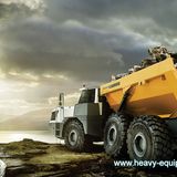 Ein Monster-Kofferraum: 26 Kubikmeter und 40 Tonnen Nutzlast nimmt der der Liebherr Dumper TA 240 mit auf die Reise. Hier genießt der Gigant die Abendstimmung in den schottischen Highlands.