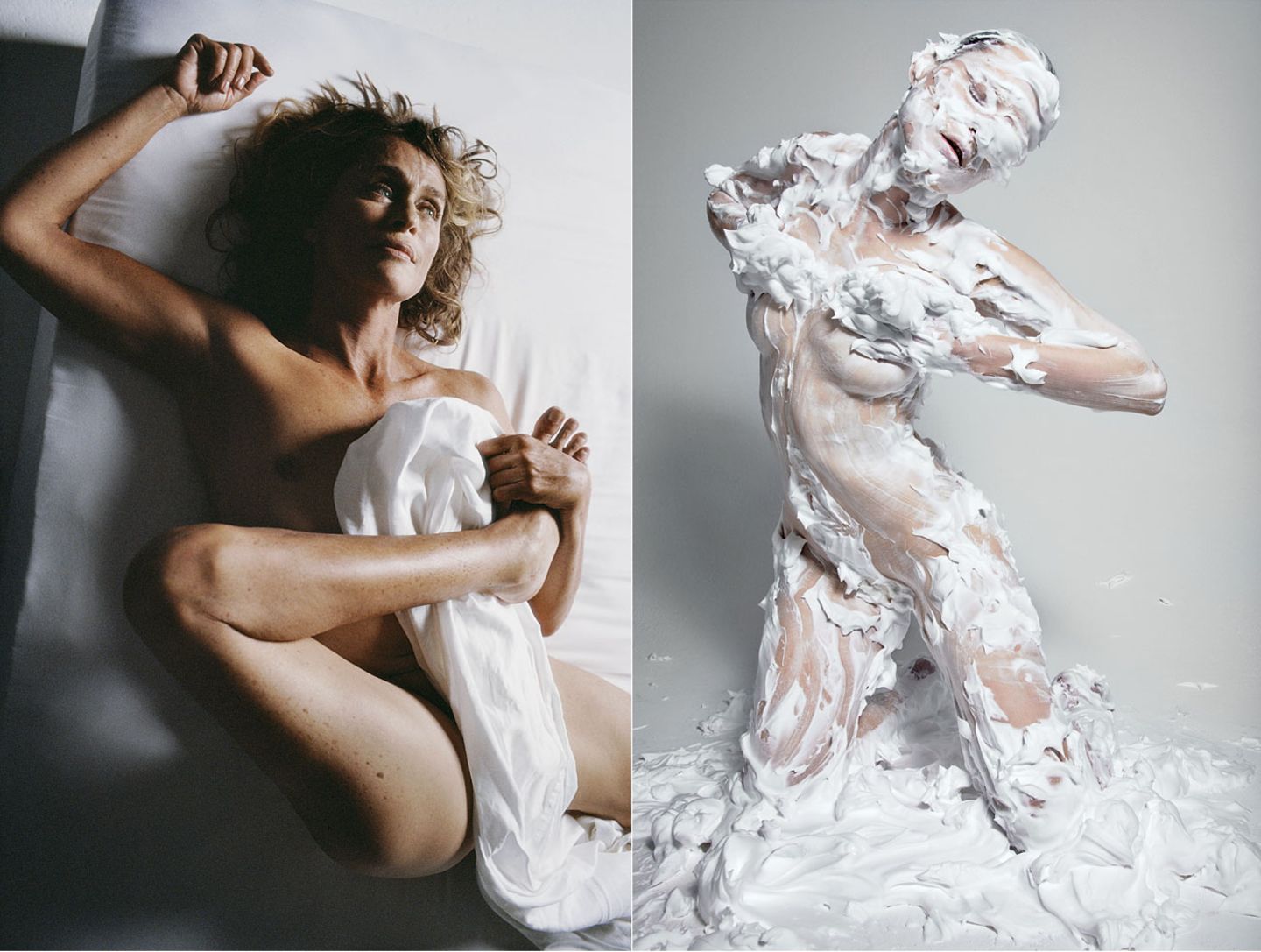 Immer wieder arrangiert Sorrenti die Szenen so, dass sich seine Models in einem nicht-erotischen Kontext präsentieren. Weder Lauren Hutton (2005) noch Guinevere Van Seenus (2010) wecken beim Betrachter Gelüste.