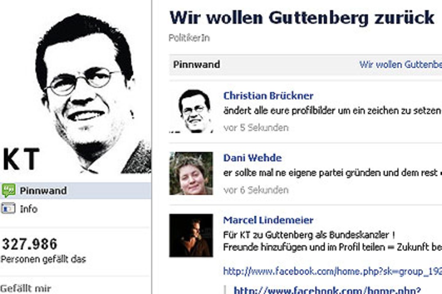 Immer mehr Menschen fordern bei Facebook die Rückkehr Karl-Theodor zu Guttenbergs in die Politik