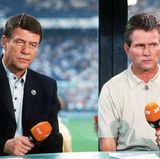 Zwei große Trainer unter sich: Otto Rehhagel und Jupp Heynckes am Rande der EM 2000 als TV-Experten.