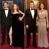 Auf dem roten Teppich der Academy Awards waren Brad Pitt und Angelina Jolie stets ein Hingucker. 2009 kam es zum unangenehmen Zusammentreffen mit Pitts Ex-Frau Jennifer Aniston, 2012 stand Angelinas rechtes Bein im Fokus und 2014 holte Pitt seinen ersten Oscar – allerdings als Produzent.  Warum das Paar bei der Oscar-Verleihung 2013 fehlte, erfuhr die Welt drei Monate später. Im Mai erschien in der "New York Times" ein Beitrag Jolies, in dem sie sich zur doppelten Brustamputation bekannte. Aus Angst vor einer Krebserkrankung hatte sich die sechsfache Mutter im Februar 2013 operieren lassen. Pitt nannte die Entscheidung seiner damaligen Partnerin "heroisch".