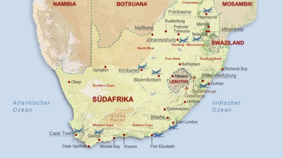 Interaktive Südafrika-Karte: Das Land am Kap auf einen Blick