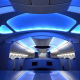 Für die Beleuchtung in der Kabine des Dreamliners kommen farbige Leuchtdioden des deutsch-französischen Unternehmen Diehl Aerospace zum Einsatz. Die Passagiere dürfen sich über größere Fenster und Gepäckfächer freuen. Weniger Kopfschmerzen bereitet auch der Luftdruck, der nur einer Höhe von 1800 Metern entspricht - im Gegensatz zu herkömmlichen Flugzeugen mit einer Druckkabine von 2400 Metern.