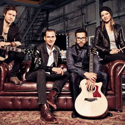 Sie werden im Finale auch singen, aber gewiss nicht zu viel: Nick Howard, Michael Lane, James Borges und Isabell Schmidt (v.l.)