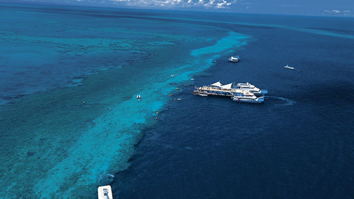 Queensland: Fantasea Reefworld  Tagsüber kreuzt das Schiff Reef Encounter ab Cairns durch das türkisblaue Wasser des Great Barrier Reef, nachts ankert es geschützt am Riff. Die Fantasea Reefworld dagegen ist eine auf das Riff gebaute Plattform, auf der maximal sechs Gäste nächtigen. Das zweitägige Reefsleep-Erlebnis startet ab Shute Harbour oder Hamilton Island.