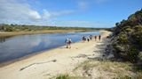 "Tassie", wie die Bewohner auch liebevoll ihr Land nennen, ist ein gezähmtes Australien - ohne mörderische Hitze, lebensfeindliche Wüsten, tropische Feuchtigkeit und Krokodile in den Gewässern. Das beruhigt beim Durchqueren der im Tasmanischen Meer mündenden Flüsse. Der Wasserstand des Deep Creek erweist sich glücklicherweise als gemäßigt.