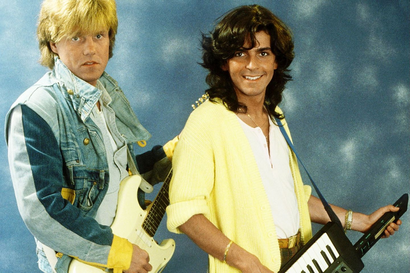Von 1984 bis 1987 avancierte Modern Talking mit Hits wie "You're my Heart, You're my Soul" oder "Cheri, Cheri Lady" zur erfolgreichsten deutschen Popgruppe und hatte weltweit mehr als 60 Millionen Platten verkauft. Hier eine Studioaufnahme von 1985.