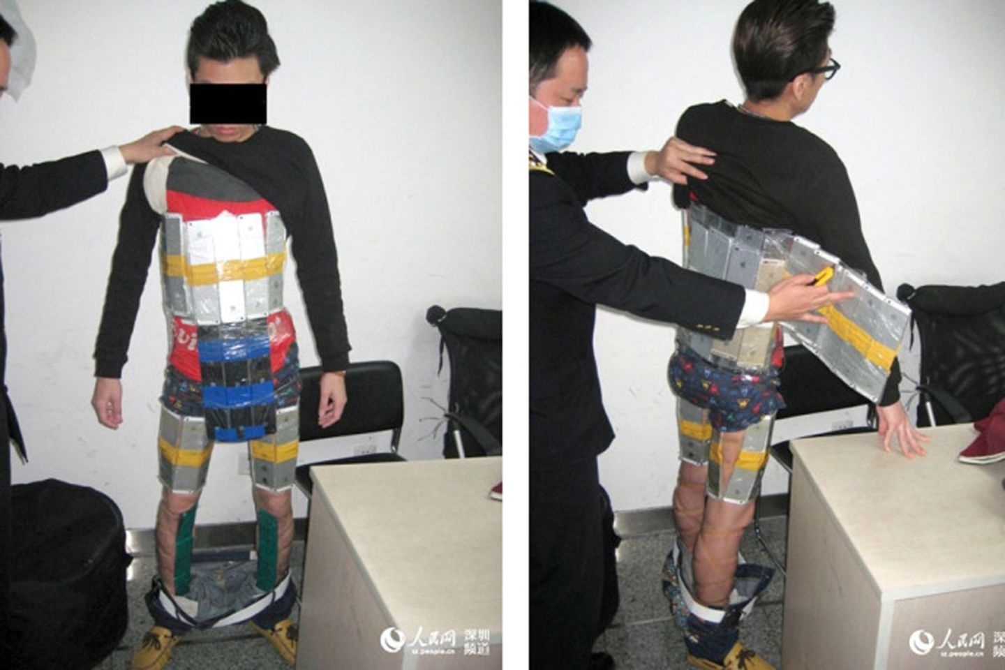 Der dreiste Schmuggelversuch ging nach hinten los: Ein junger Chinese wurde mit 94 iPhones am Körper am Grenzübergang erwischt.